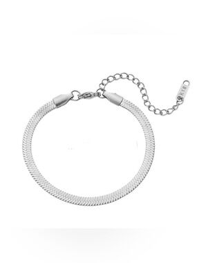 Classic Silver Herringbone Bracelet with Extender - Women Jewelry